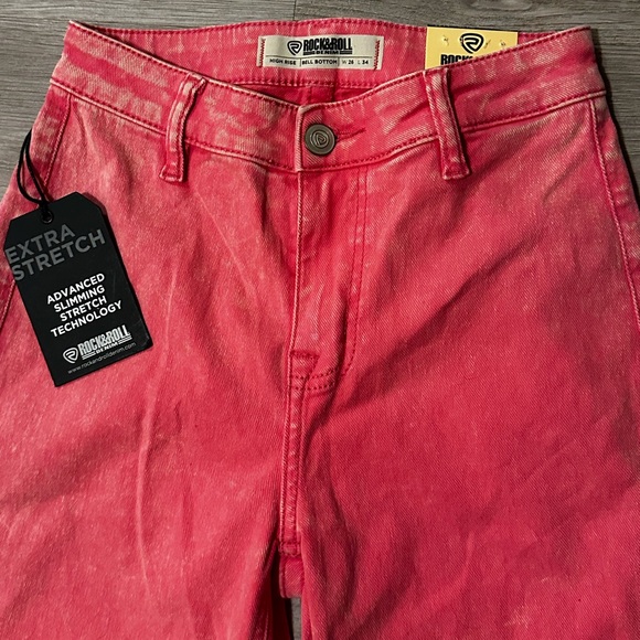 Women’s Rock & Roll Pink Bell Bottom Jeans - Picture 3 of 8